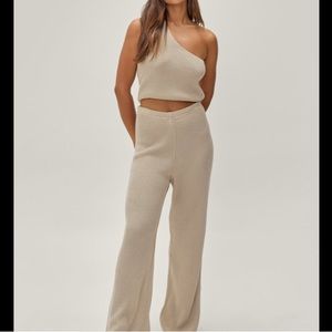 Nasty Gal One By One Shoulder Knitted Lounge Set